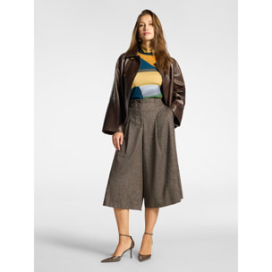 Elena Mirò - Pantaloni palazzo cropped - Marrone
