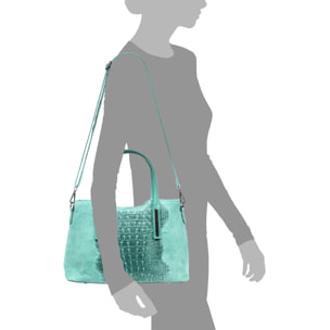 Fiesole borsa tote Donna. Pelle autentica Camoscio Stampato Coccodrillo.