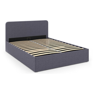 Lit coffre Louise 160x200cm tissu gris