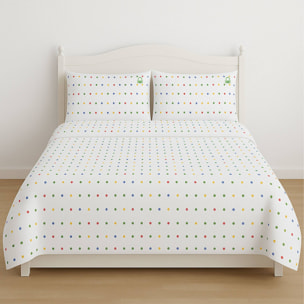 Set 3pc cama (sábana bajera 140x200+30cm + sábana encimera 240x240cm + funda almohada 45x115cm) rainbow benetton 70%algodón + 30% poliéster