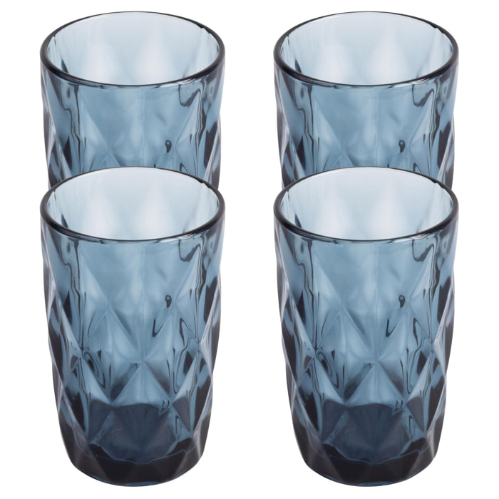 Juego de 4 vasos de cristal de 350cl azul san ignacio