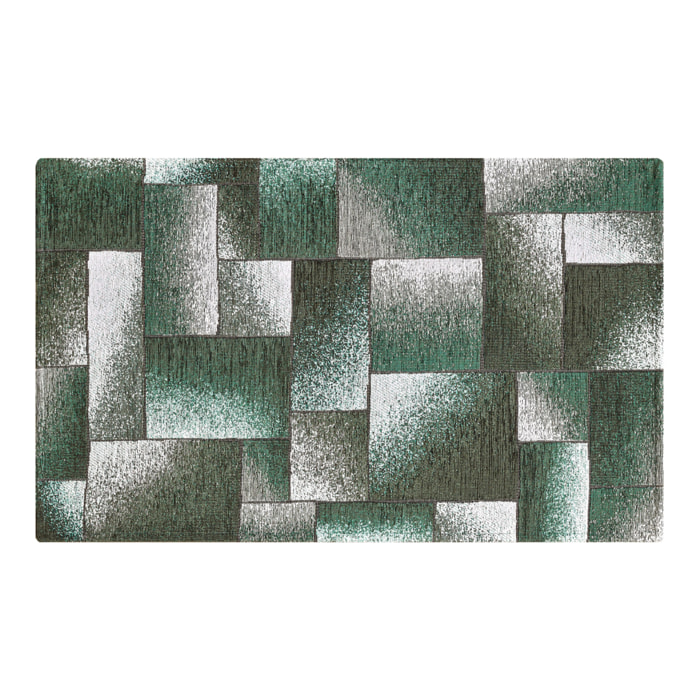 Tappeto Jacquard Ideale Salotto Camera Ingresso Made In Italy Antiscivolo, Lavabile, Morbido Disegno Tetrix Verde By Suardi