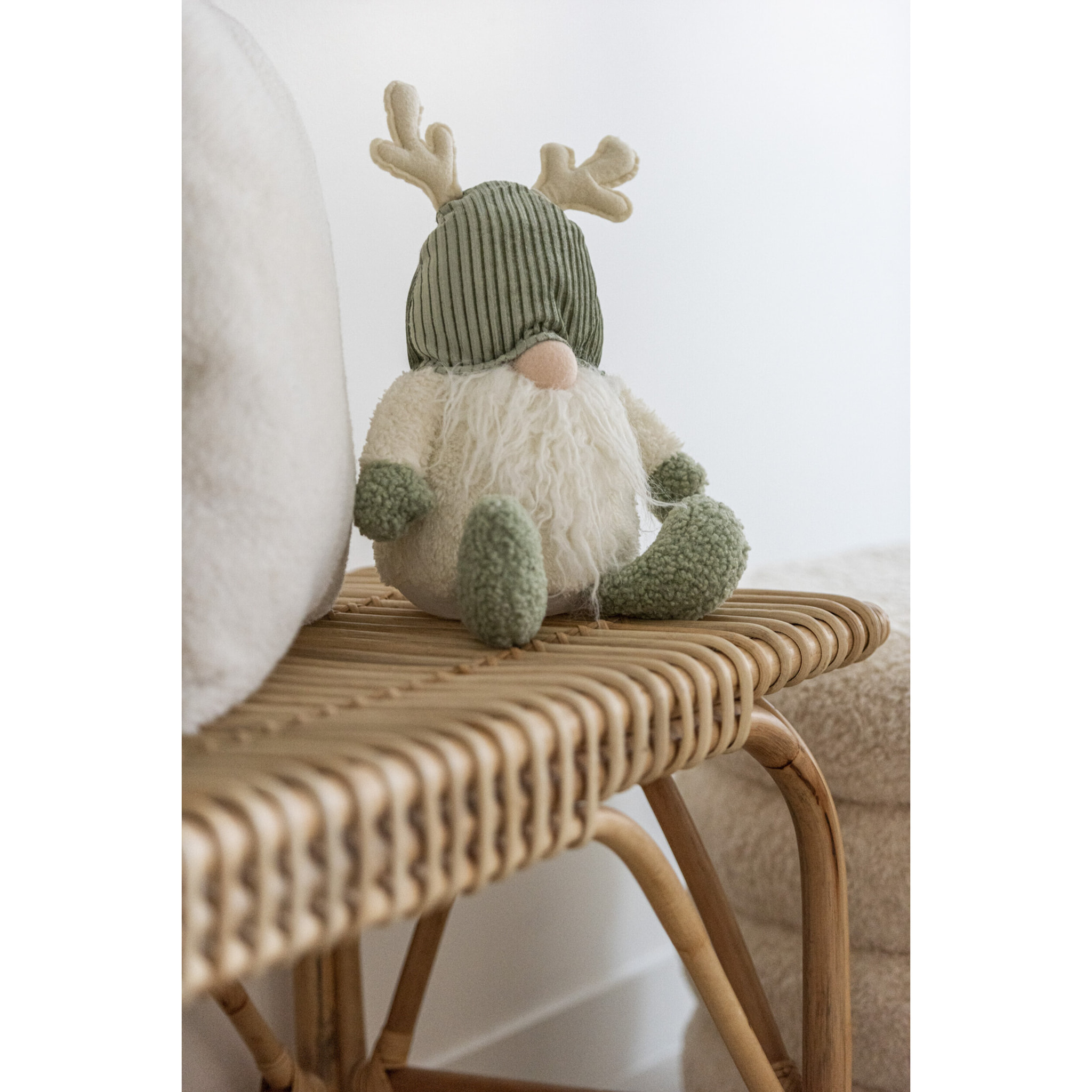 J-Line Lutin Bois De Cerf Textile Vert/Beige Large