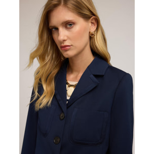 Motivi - Giacca crop con inserti in raso - Blu