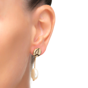 Pendientes de Perla Blanca acabados en oro amarillo de 18K