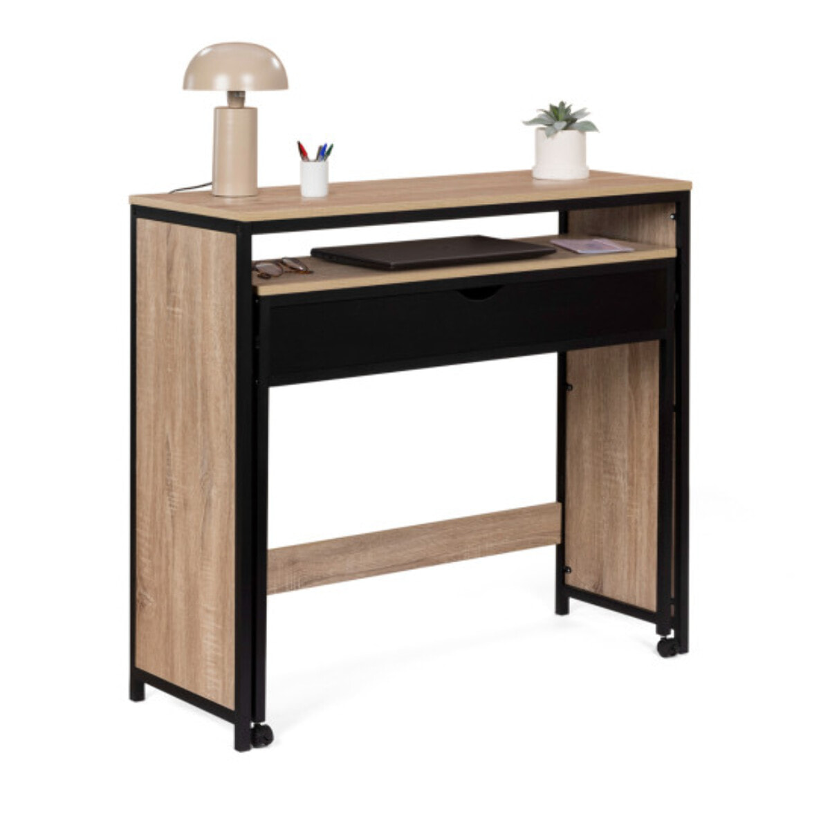 Bureau extensible Memphis bois et noir