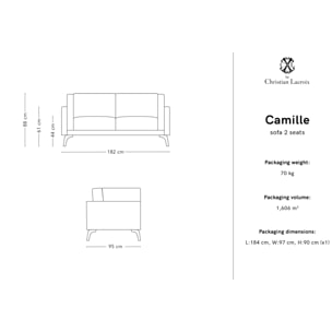 Canapé "Camille" 2 places en tissu structurel beige