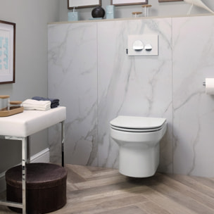 Pack WC suspendu sans bride Elite + abattant + bâti-support autoportant + plaque blanche