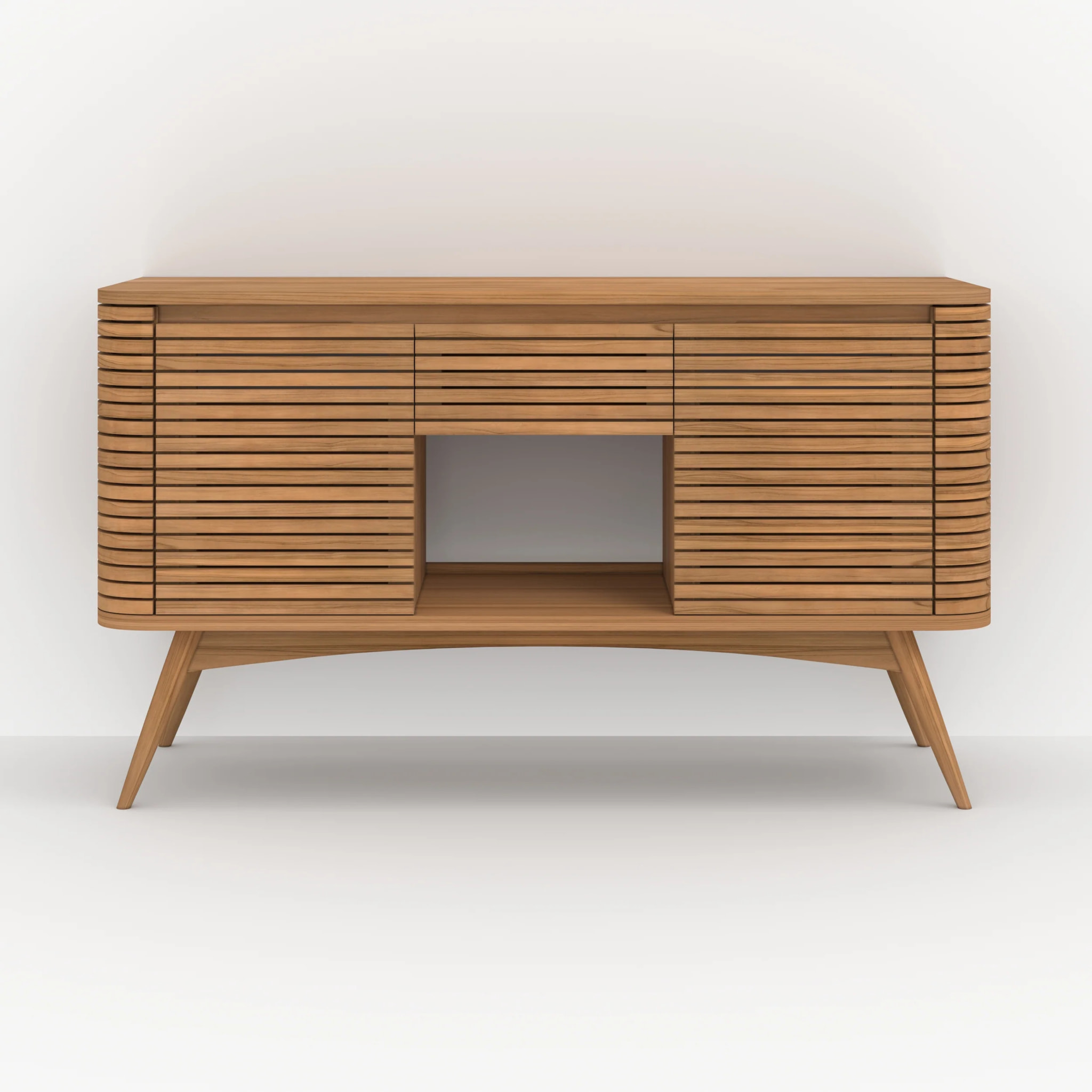 Meuble de salle de bain en bois de teck 140 cm avec une niche - Auguste