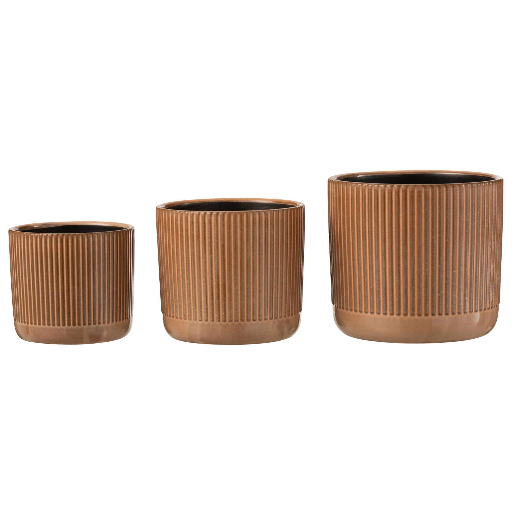 J-Line cache-pot Lignes - céramique - orange/beige - large - Ø 17.5 cm