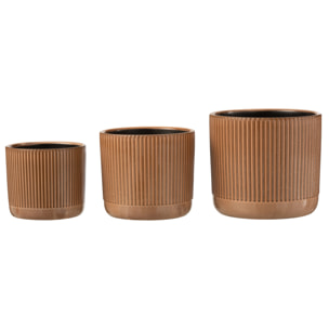 J-Line cache-pot Lignes - céramique - orange/beige - large - Ø 17.5 cm