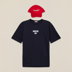 Oltre - T-shirt con berretto abbinato - Blu