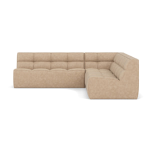 Alya - canapé modulable d'angle réversible 5 places en simili - Beige