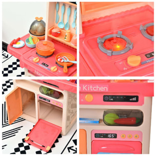 Cuisine pour enfant - dinette - jeu d'imitation complet 65 accessoires variés - fonctions sonores et lumineuses PP rose