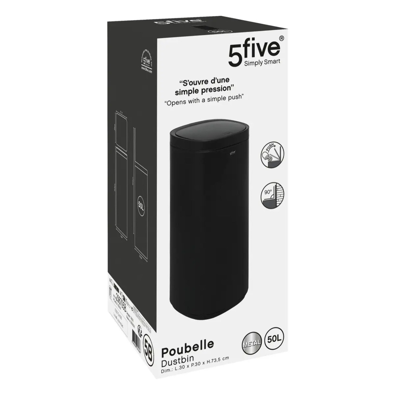 Poubelle en métal noir 50L