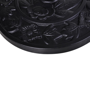 Pied de parasol base de lestage parasol demi-cercle résine imitation fonte motif fleur 50L x 31l x 32H cm noir