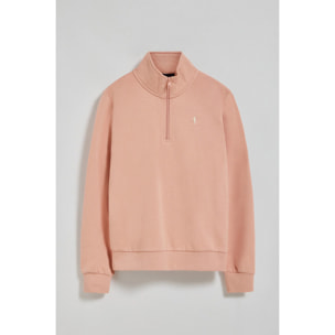 Sudadera de media cremallera rosa palo con logo Rigby Go