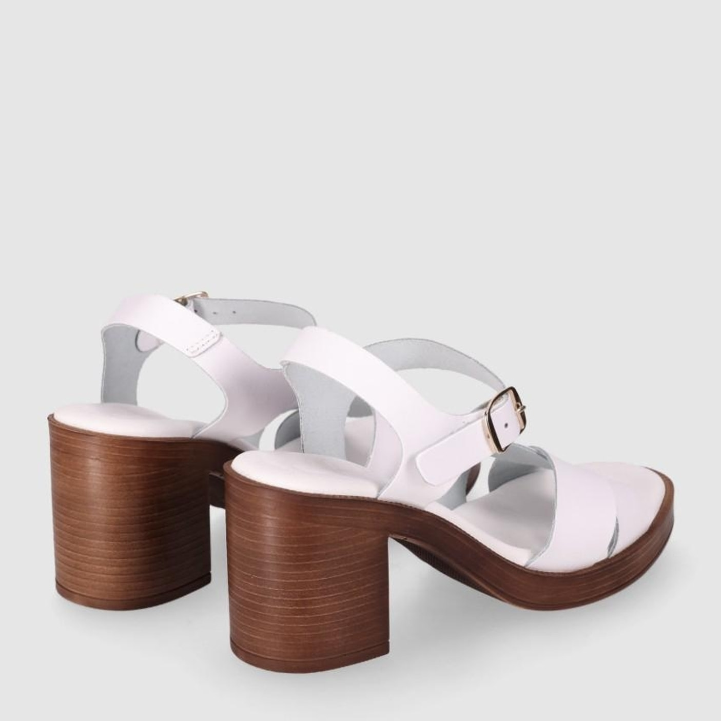Sandalias de Piel - Blanco - Tacón: 8 cm
