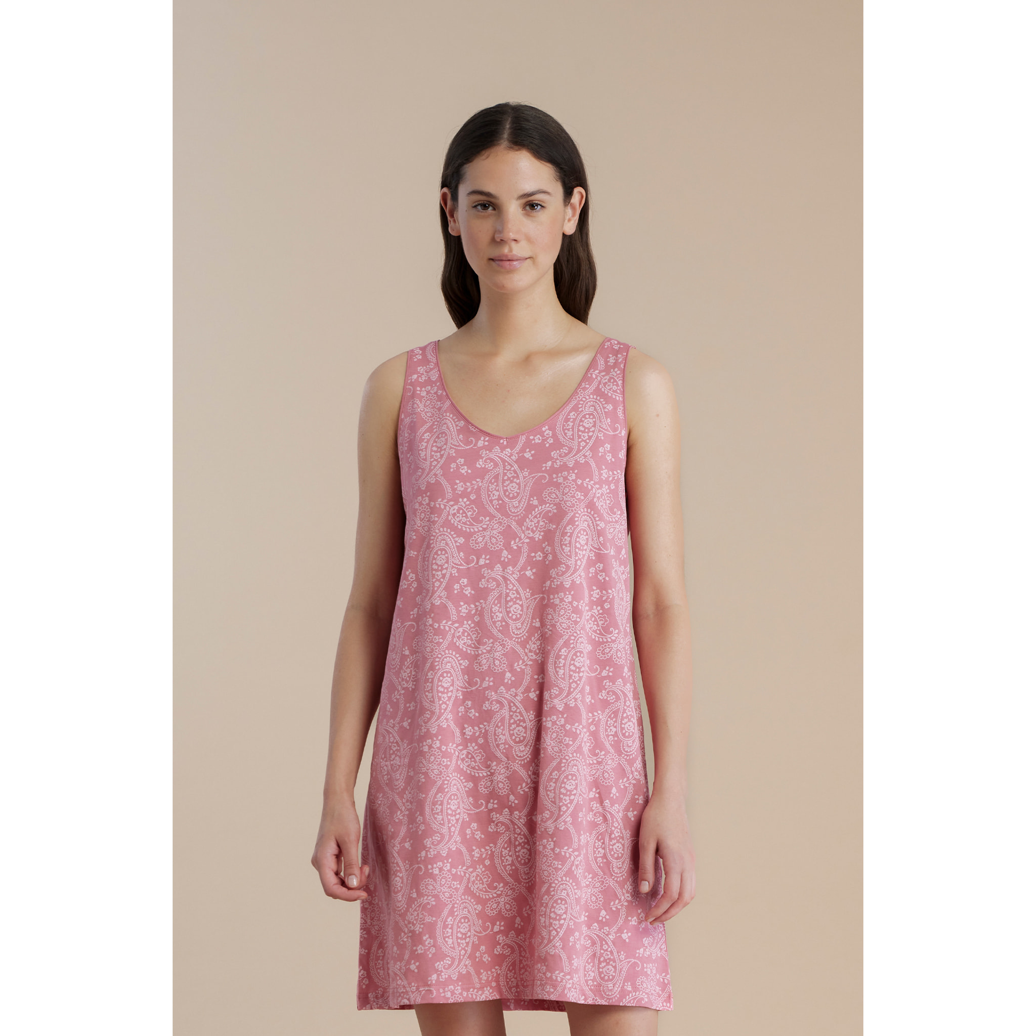 Camicia da notte in cotone spalla larga con stampa pisley articolo cachemire Noidinotte