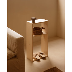 Mueble auxiliar de madera maciza en tono natural con 1 separador Alto: 38 Largo: 80 Ancho: 20