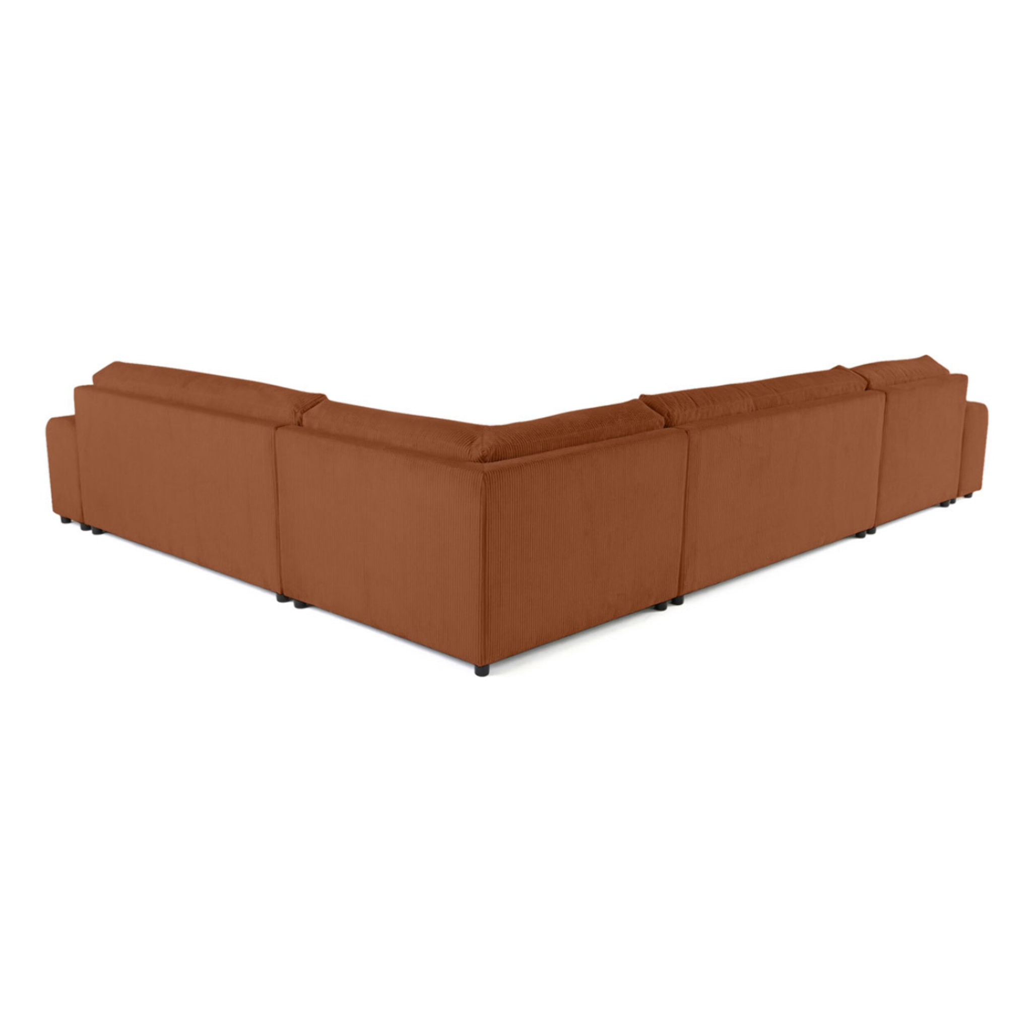 Garance - canapé modulable d'angle droit - 8 places - en velours côtelé - Terracotta