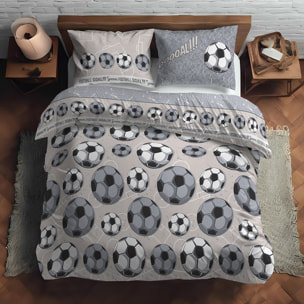 Parure copripiumino calcio grigio 100% cotone