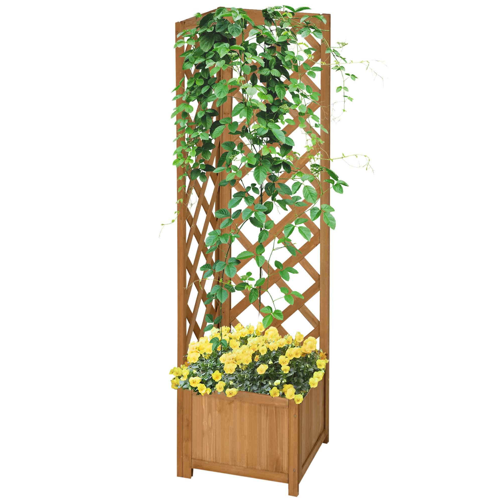 Jardinera con Enrejado de Madera para Trepadoras Cultivos Plantas 40x40x145 cm