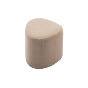 tabouret. pouf en forme de galet en tissu greige. TAO L 60 x P 44 x H 40cm