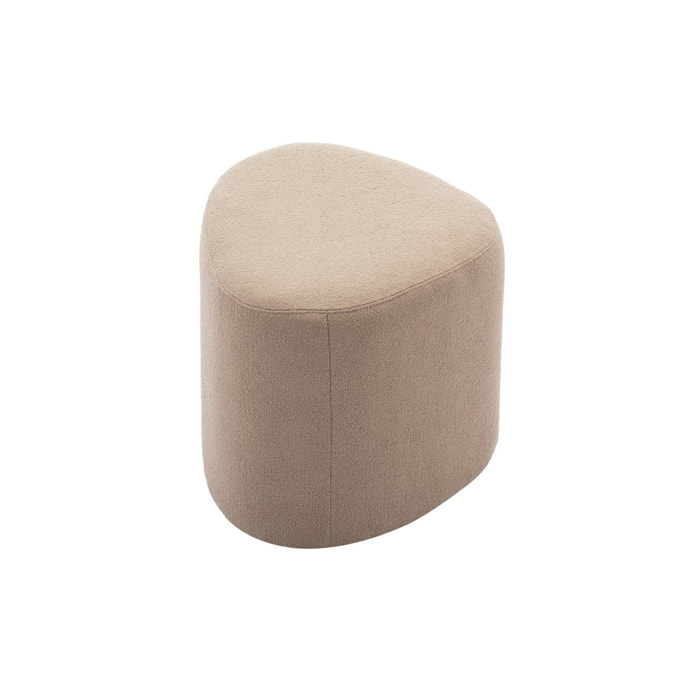 tabouret. pouf en forme de galet en tissu greige. TAO L 60 x P 44 x H 40cm