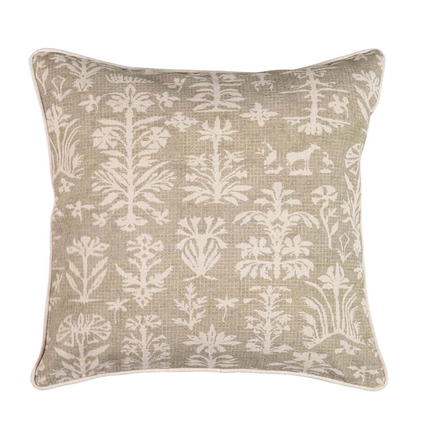 Cojin Lino Plantas Marron 45x13x45 Cm
