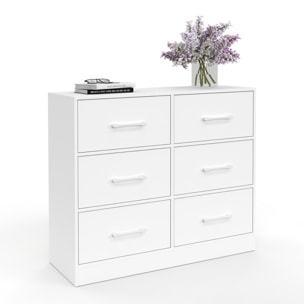 Commode Uma 6 tiroirs blanc
