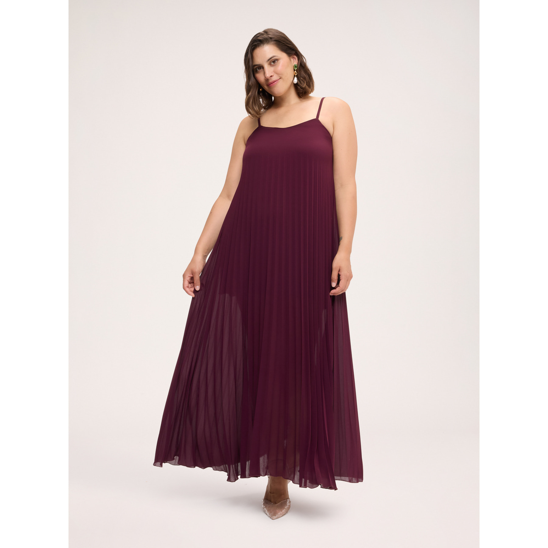 Fiorella Rubino - Vestito lungo in georgette plissé - Bordeaux