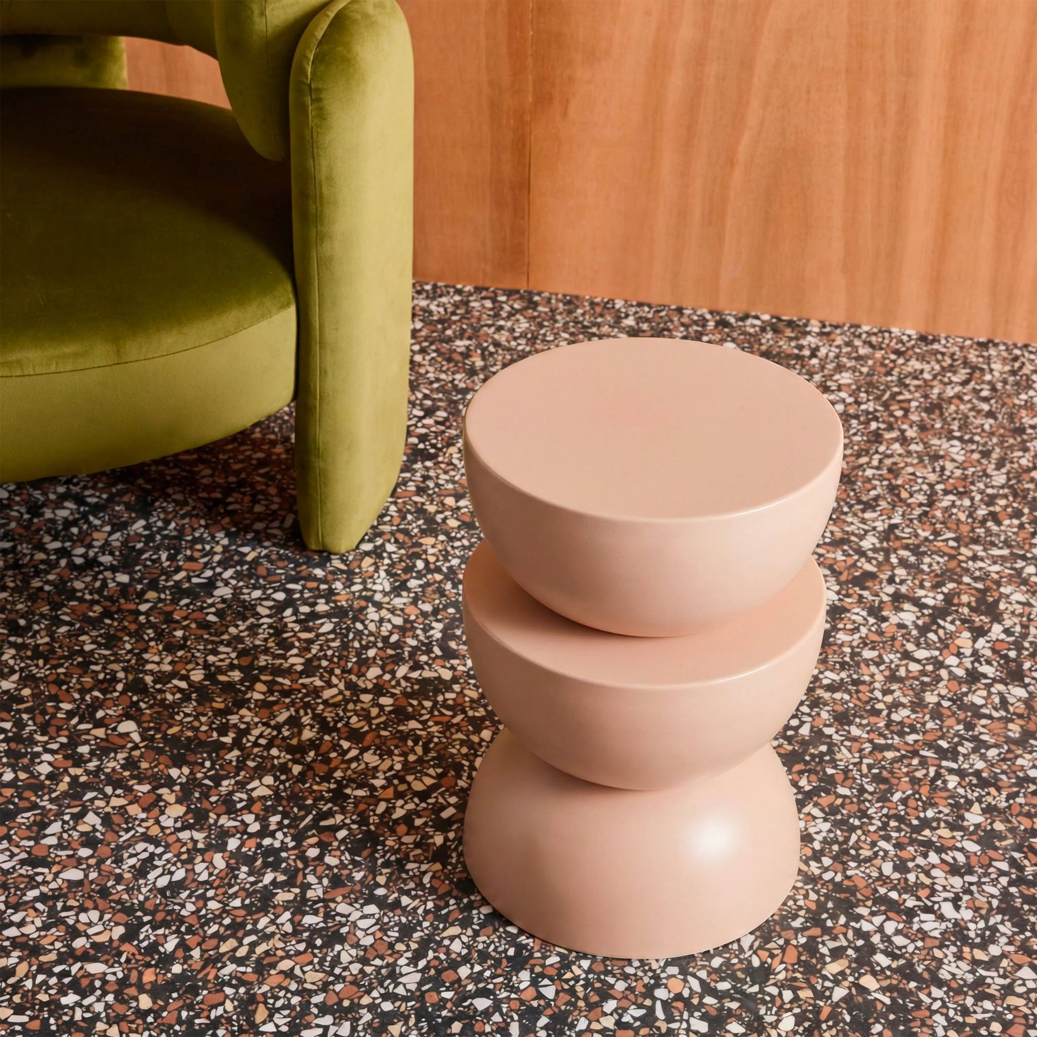 Table d'appoint, bout de canapé, table de chevet métal Ø32 x H46,5cm COUMBA