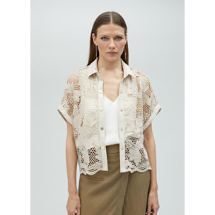 Camicia corta traforata guipure