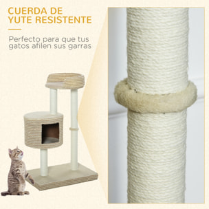 Árbol para Gatos de Felpa y Yute 61x41x96 cm Beige y Café