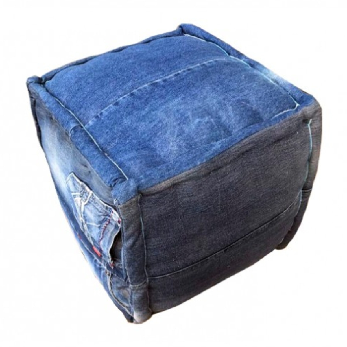 Pouf en tissu cubique style vintage - TRAVEL