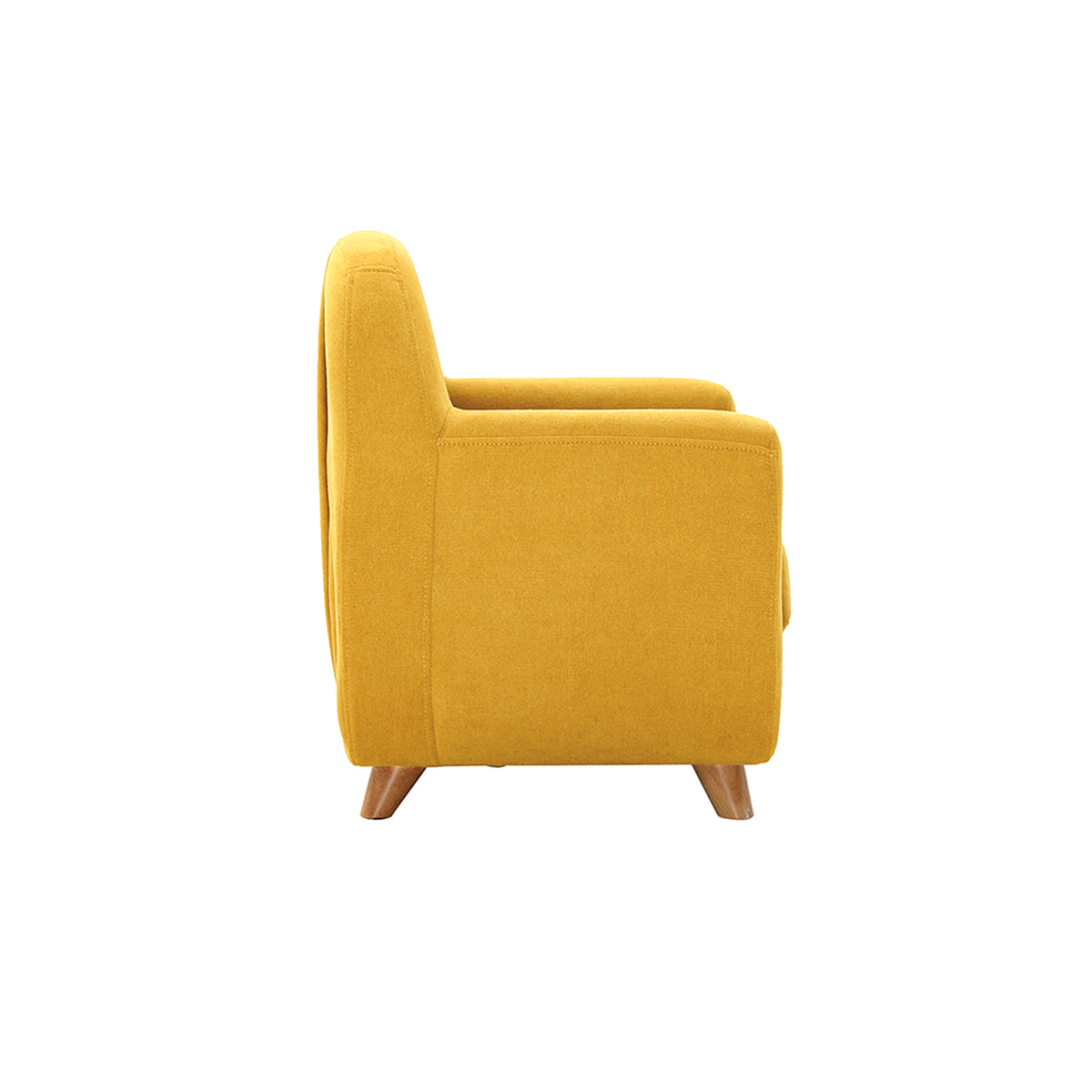 Fauteuil enfant scandinave en tissu effet velours jaune moutarde et bois clair NORKID