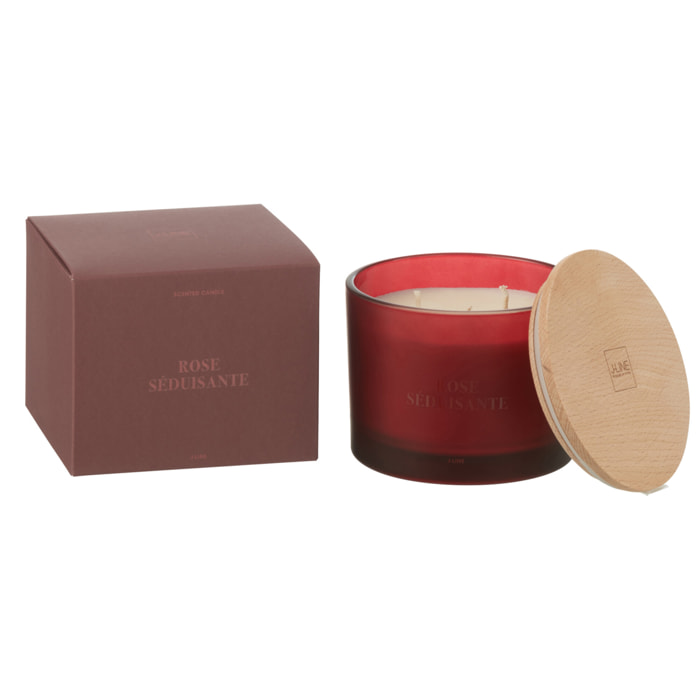 J-Line bougie parfumée Accords Essentiels - Rose Seduisante - verre - rouge - 28H
