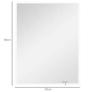 Espejo de Pared, 70x90 cm, Espejo de Baño Rectangular, Decorativo para Salón, Entrada, Pasillo, Horizontal o Vertical, Blanco