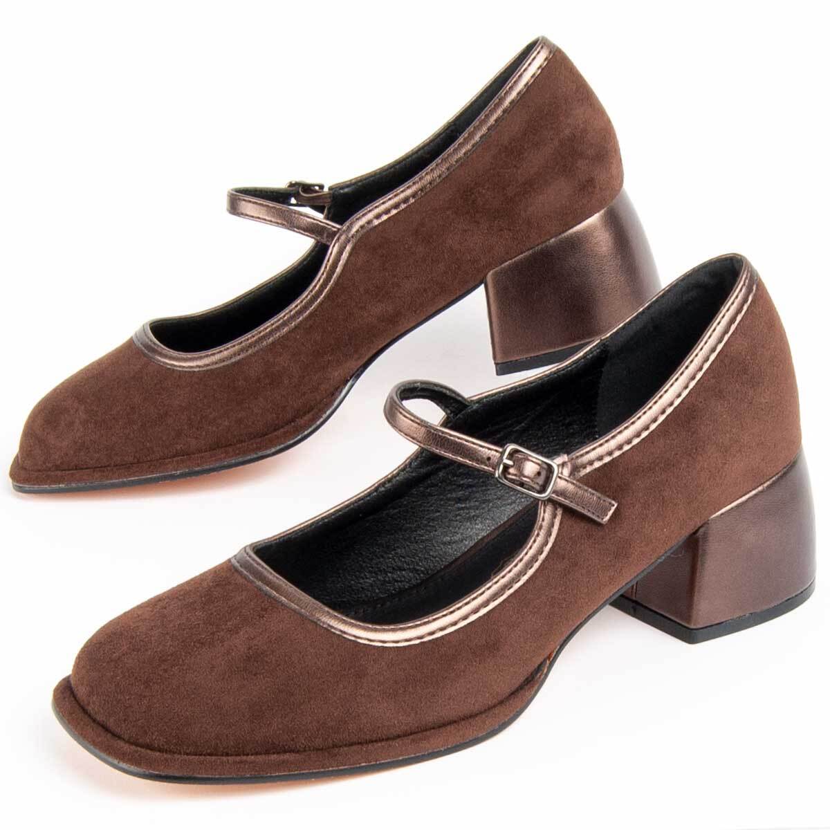 Zapato De Tacón - Marron - Altura: 5 Cm