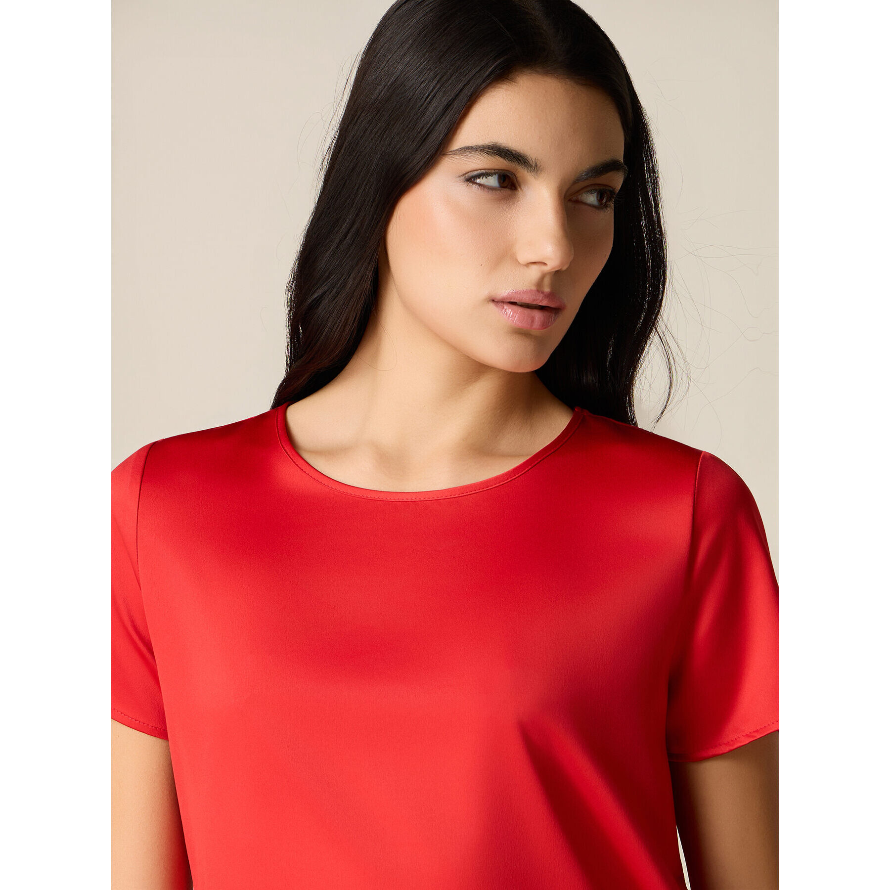 Oltre - T-shirt bimaterica - Rosso