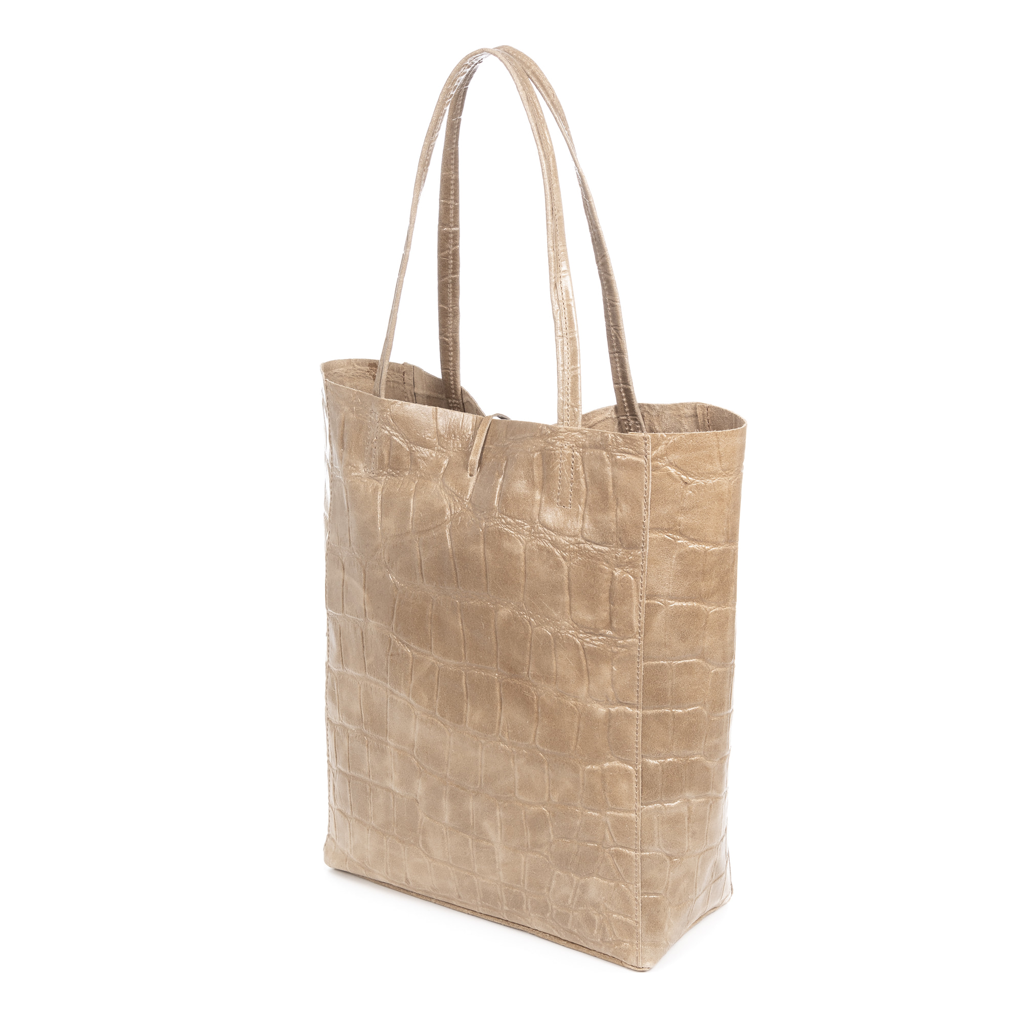 Sefora Borsa Shopper Donna.Pelle autentica Camoscio Stampato Coccodrillo Grande