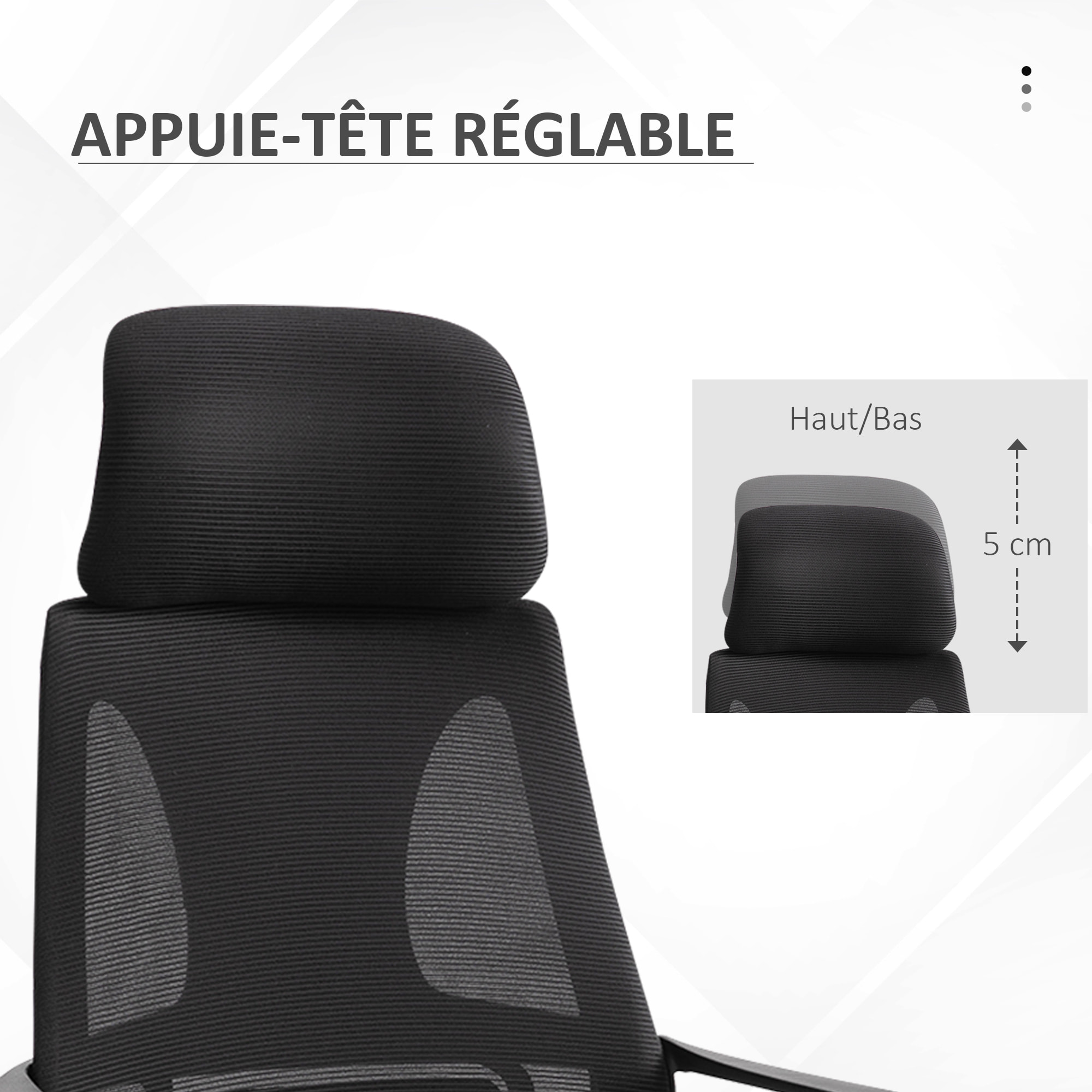 Chaise de bureau ergonomique soutien lombaire tétière réglable