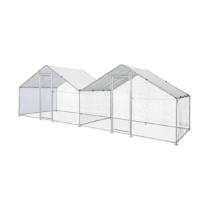 Enclos pour poulailler 2x6m² - Babette - Volière en acier galvanisé. bâche de toit imperméable et anti UV. porte avec loquet. enclos pour animaux 6x2m