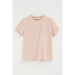 Maglietta cipria a maniche corte e fit dritto con brillantini Polo Club