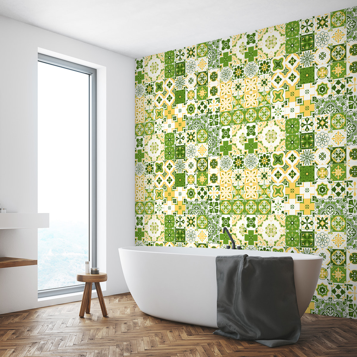 Stickers muraux - Sticker Mural Carrelage adhésif Cuisine Salle de Bain - 60 STICKERS CARRELAGES AZULEJOS OMBELLINA