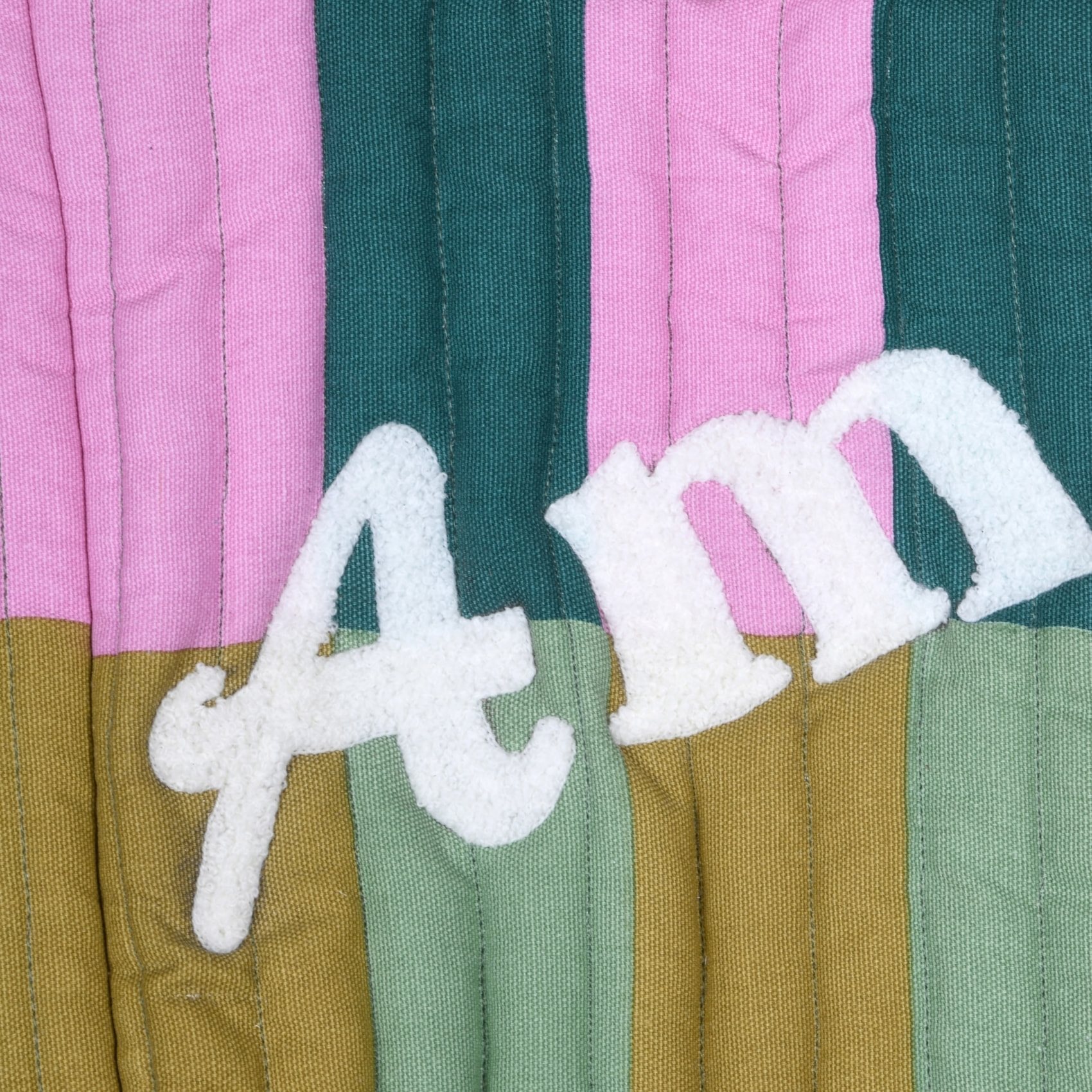 Sac cabas matelassé à bandes 'AMOUR' - Vert