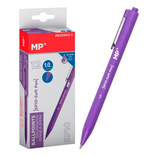 PACK 12 BOLÍGRAFOS TINTA ACEITE 1.0 mm MORADO