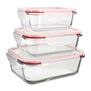 Lot de 3 boîtes hermétiques en verre  CLEMENTINE
