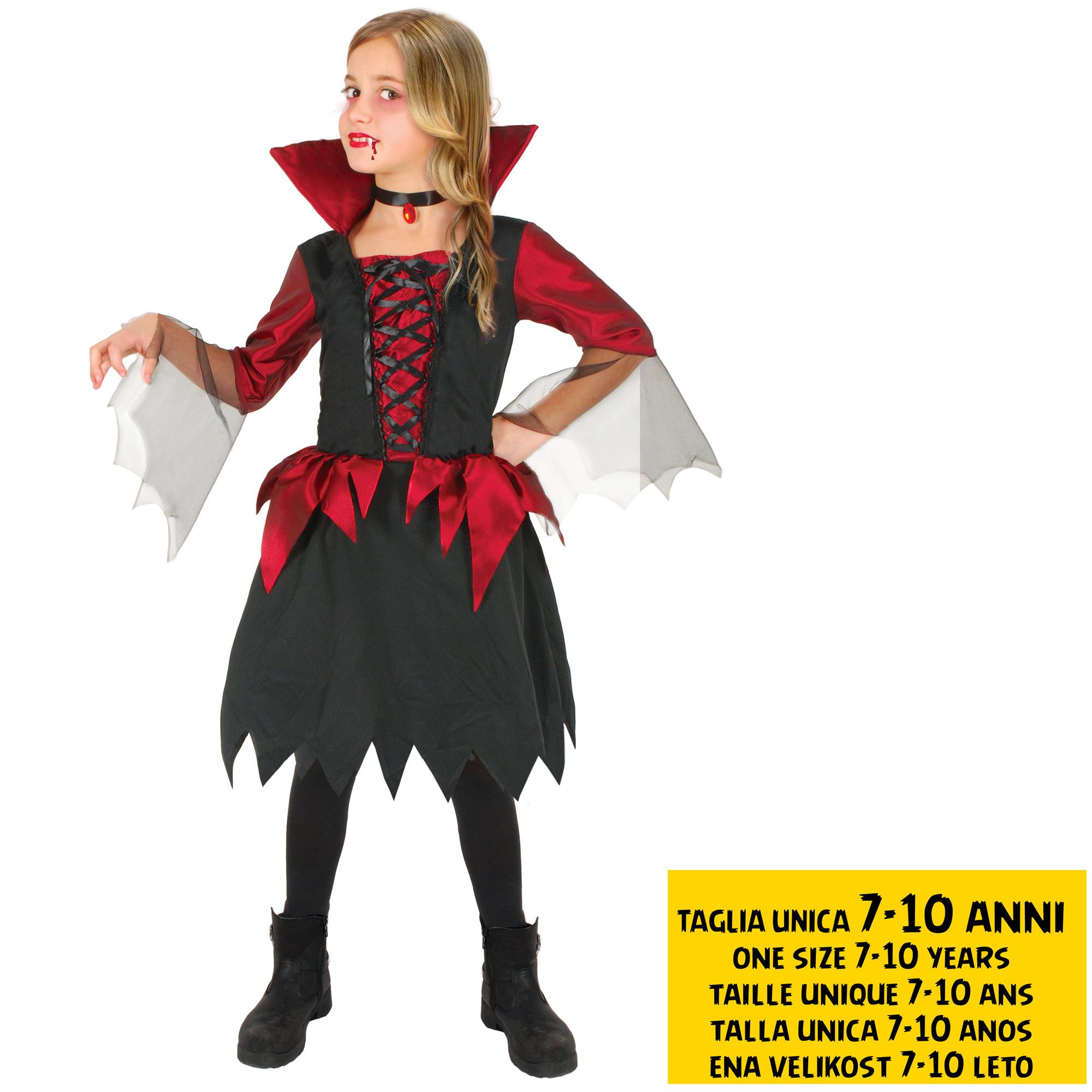 Lady Vampirella Costume Per Halloween Rosso E Nero Bambina